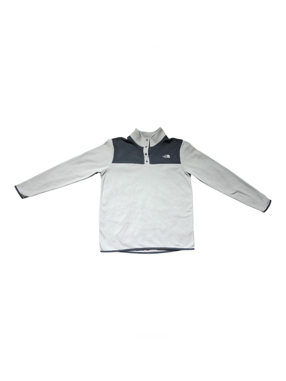The North Face Women's M TKA Glacier Snap Neck Fleece Pullover Green Gray